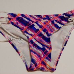 NWT Hobie Swimsuit Bikini bottoms Size Small Purple Pink White Peace Sign Charm